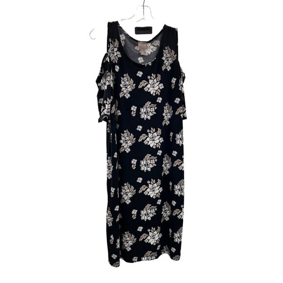 Chico's Women's Cold Shoulder Short Sleeve Floral Shift Dress Size Large - Picture 1 of 9